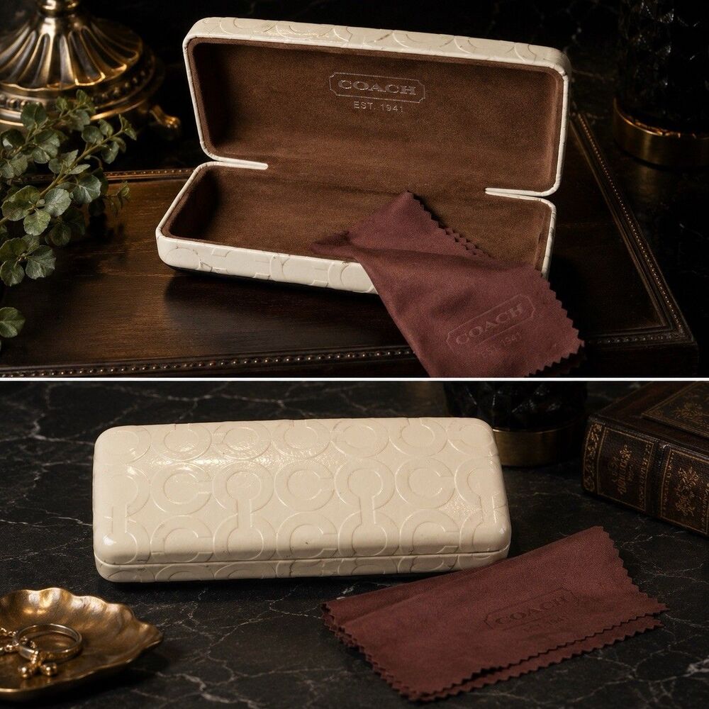 Coach Vintage Ivory Clamshell Eyeglass Case Only 90s Original Cleaning  Cloth